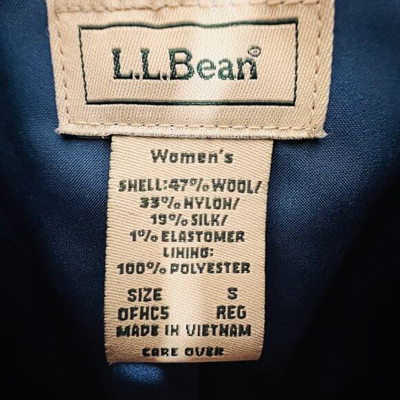 LL Bean Herringbone Tweed Blazer Wool Silk Blue Lined 3 Button Jacket Small - Picture 12 of 13